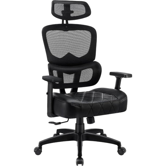 Silla De Oficina VECELO Negro Giratoria Ergonómica
