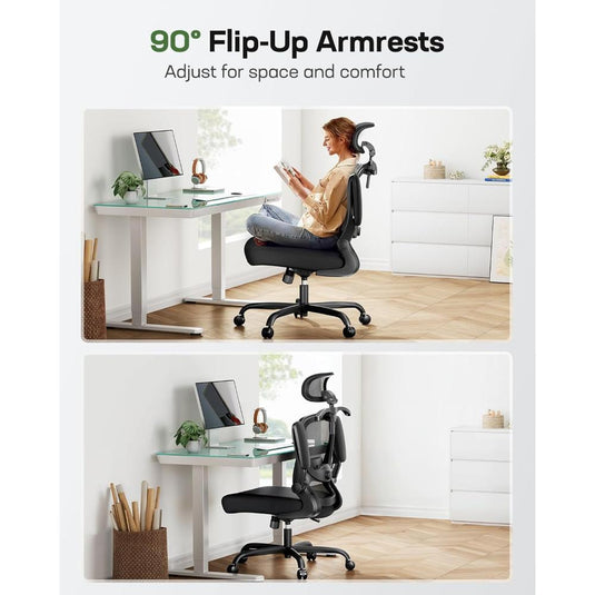 Silla De Oficina Ergonómica Con Soporte Lumbar 3D, Marsail, Negro