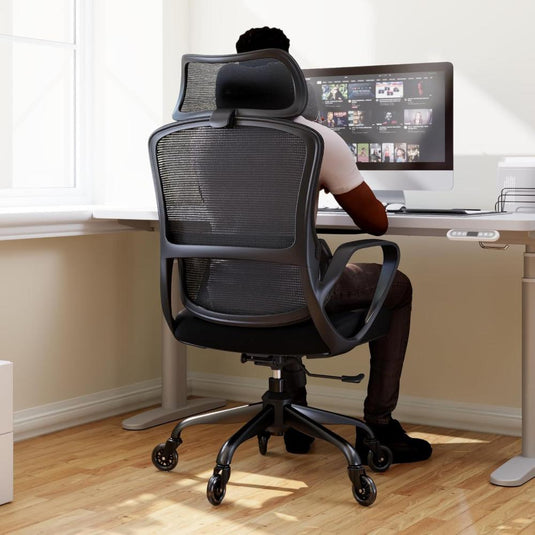 Silla De Oficina Ergonómica, LarkLeaves Con Almohada Para El Cuello Y Ruedas De Goma