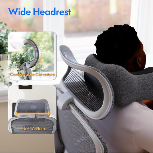 Silla De Oficina Ergonómica, LarkLeaves Con Almohada Para El Cuello Y Ruedas De Goma