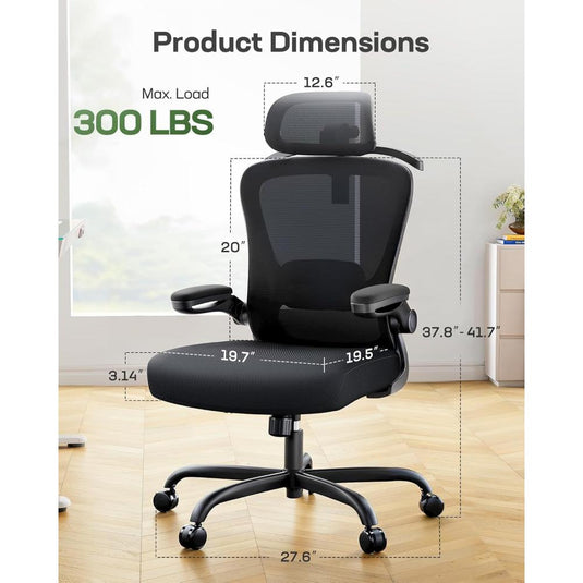 Silla De Oficina Ergonómica Con Soporte Lumbar 3D, Marsail, Negro