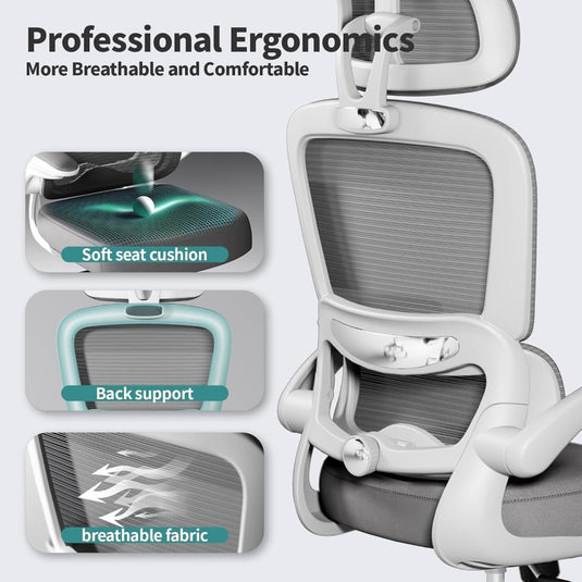 Silla De Oficina TRALT Blanco Ergonómica De 330 Libras