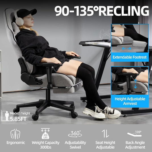 Silla Gamer Mondschein Gris Reclinable Ergonómica