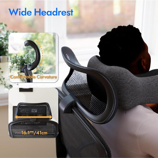 Silla De Oficina Ergonómica, LarkLeaves Con Almohada Para El Cuello Y Ruedas De Goma