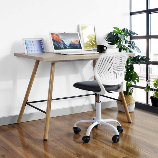 Silla Furniturer, Ergonómica, Siento De Malla Giratoria Con Altura Ajustable