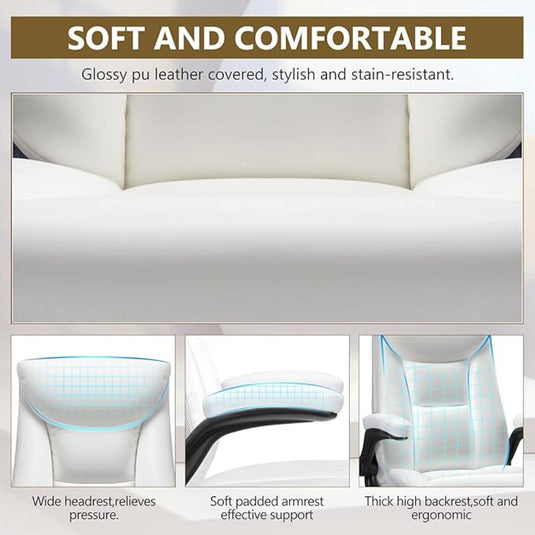 Silla De Oficina Ergonómica, BestEra Blanco Brillo