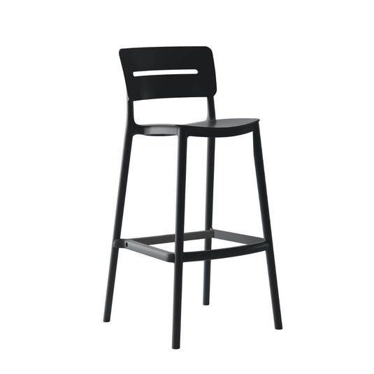 Silla para Bar Manila, Negro, con Espaldar Rectangular y Diseño Moderno