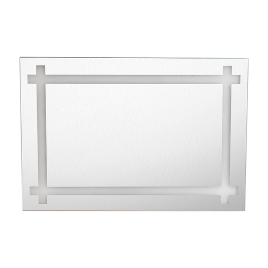 Espejo Rectangular Broni, Gris, con Diseño en Sandblasting
