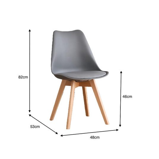 Set de 2 Sillas Fyn, Gris Oscuro, Diseño Minimalista con Espaldar, Cojín y Patas de Madera