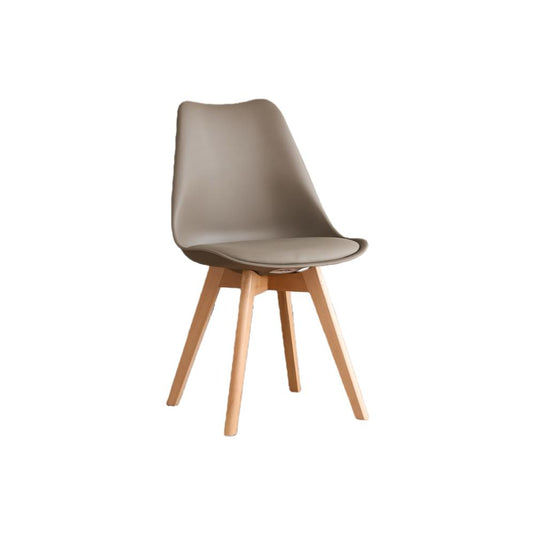 Set de 4 Sillas Fyn, Taupe, Diseño Minimalista con Espaldar, Cojín y Patas de Madera