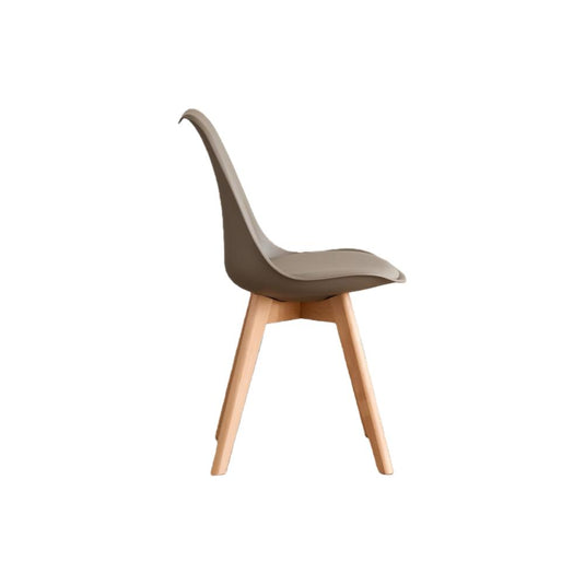 Silla Fyn, Taupe, Diseño Minimalista Con Espaldar, Cojín y Patas De Madera