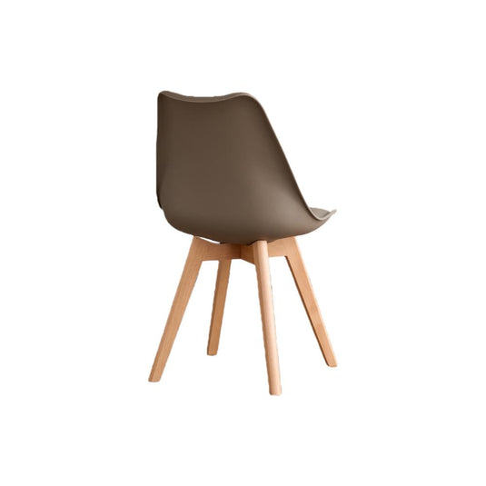Set de 2 Sillas Fyn, Taupe, Diseño Minimalista con Espaldar, Cojín y Patas de Madera