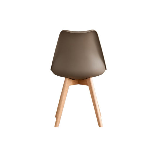 Set de 4 Sillas Fyn, Taupe, Diseño Minimalista con Espaldar, Cojín y Patas de Madera