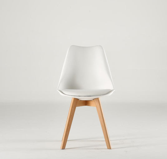 Set de 2 Sillas Fyn, Blanco, Diseño Minimalista con Espaldar, Cojín y Patas de Madera