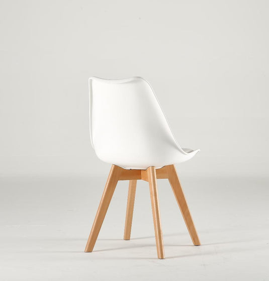 Set de 2 Sillas Fyn, Blanco, Diseño Minimalista con Espaldar, Cojín y Patas de Madera