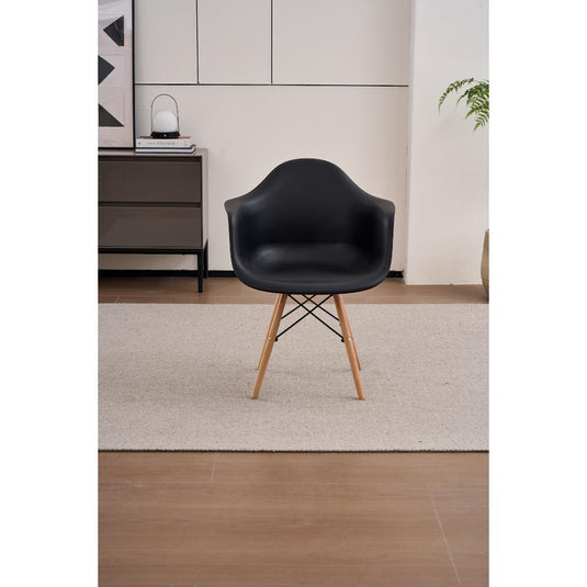 Set de 2 Sillas Eymos, Color Negro, con Espaldar y Patas en Madera