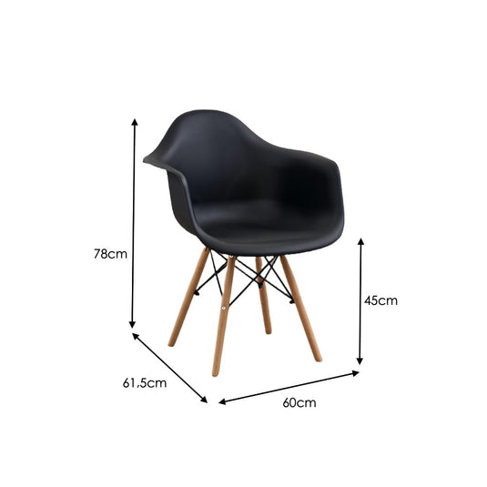 Set de 2 Sillas Eymos, Color Negro, con Espaldar y Patas en Madera