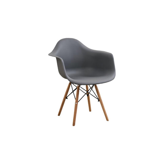 Set de 2 Sillas Eymos, Color Gris Oscuro, con Espaldar y Patas en Madera