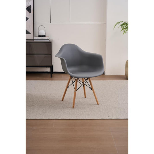 Set de 4 Sillas Eymos, Color Gris Oscuro, con Espaldar y Patas en Madera