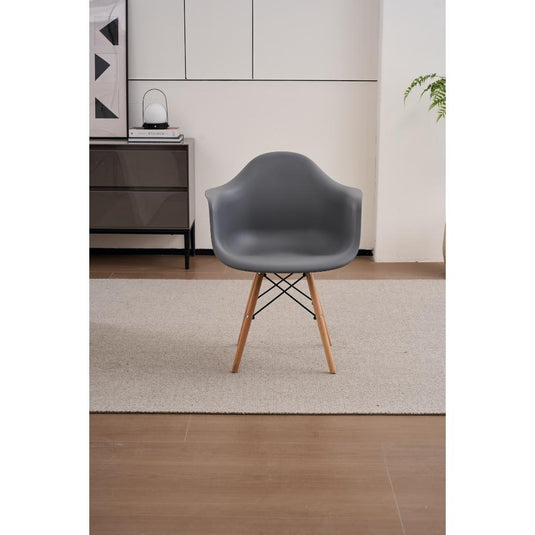 Set de 2 Sillas Eymos, Color Gris Oscuro, con Espaldar y Patas en Madera
