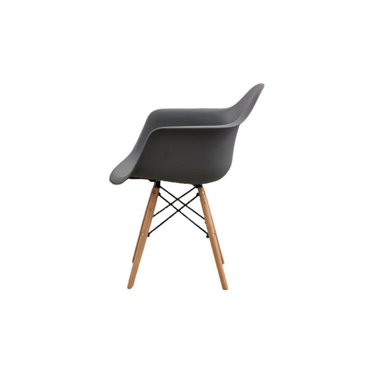 Set de 4 Sillas Eymos, Color Gris Oscuro, con Espaldar y Patas en Madera
