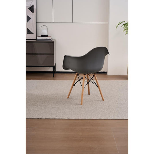 Silla Delia, Color Gris Oscuro, Con espaldar y patas en Madera X2