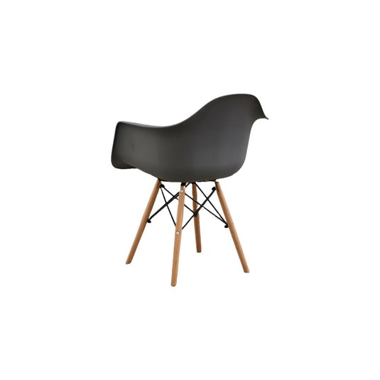 Set de 2 Sillas Eymos, Color Gris Oscuro, con Espaldar y Patas en Madera