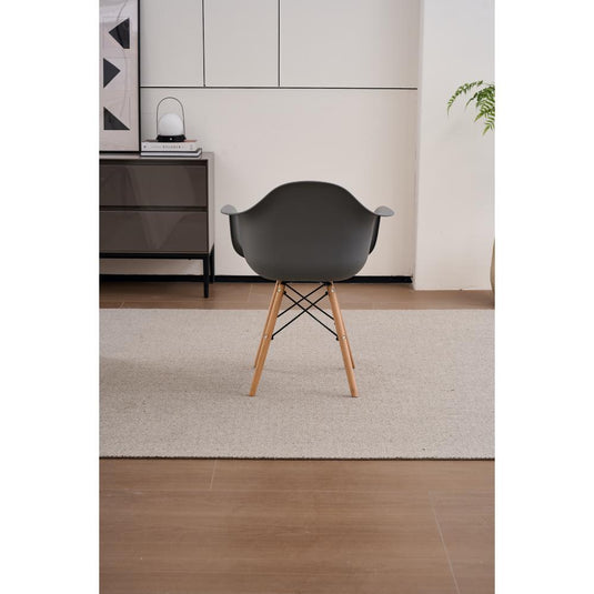 Set de 2 Sillas Eymos, Color Gris Oscuro, con Espaldar y Patas en Madera