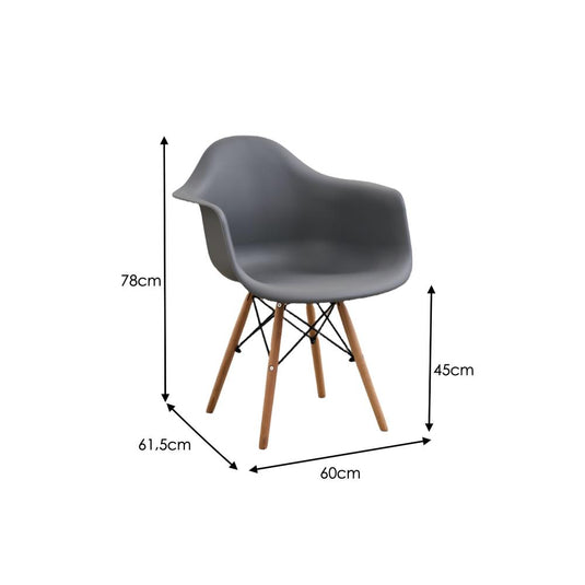 Set de 2 Sillas Eymos, Color Gris Oscuro, con Espaldar y Patas en Madera