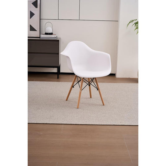 Set de 2 Sillas Eymos, Color Blanco, con Espaldar y Patas en Madera