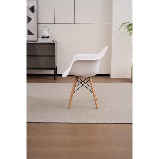 Set de 2 Sillas Eymos, Color Blanco, con Espaldar y Patas en Madera