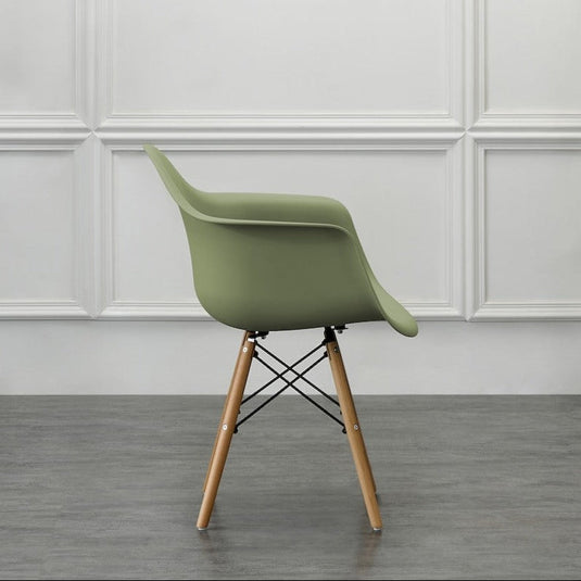 Set de 2 Sillas Eymos , Color Verde, con Espaldar y Patas en Madera