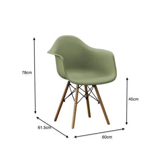 Set de 2 Sillas Eymos , Color Verde, con Espaldar y Patas en Madera