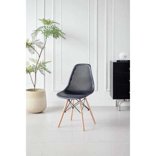Silla Marcus, Color Negro, Con espaldar y patas en Madera X2