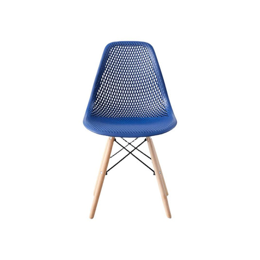 Set de 2 Sillas Aira, Color Azul, con Espaldar y Patas en Madera