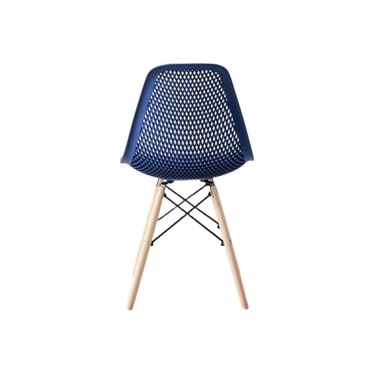 Set de 2 Sillas Aira, Color Azul, con Espaldar y Patas en Madera
