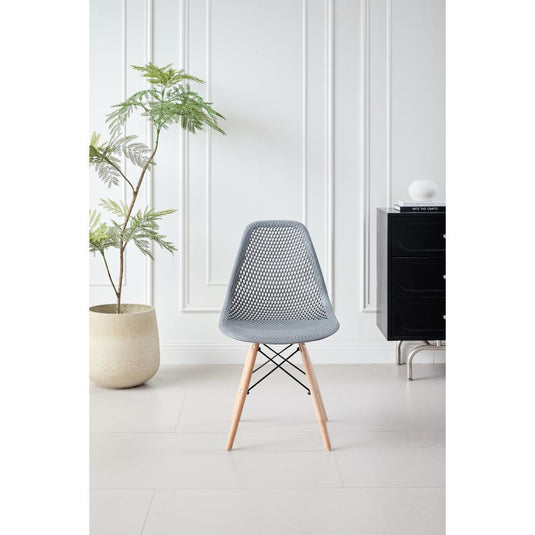 Silla Marcus, Color Gris Oscuro, Con espaldar y patas en Madera X4