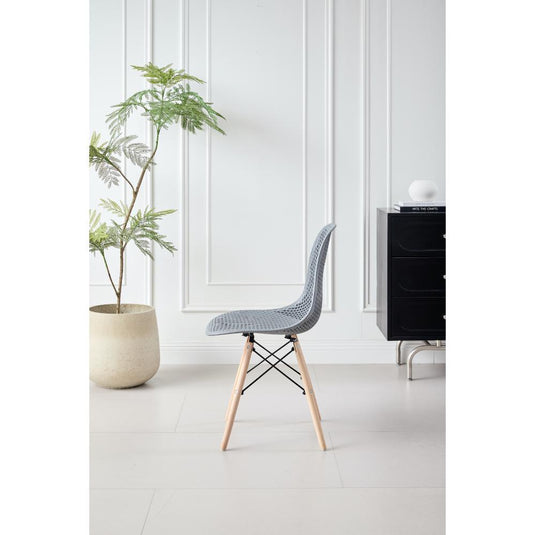 Silla Marcus, Color Gris Oscuro, Con espaldar y patas en Madera X4
