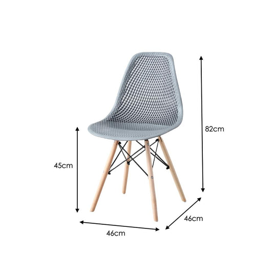 Set de 2 Sillas Aira, Color Gris Oscuro, con Espaldar y Patas en Madera