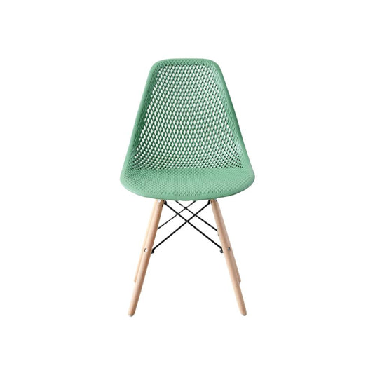 Set de 2 Sillas Aira, Color Verde Oliva, con Espaldar y Patas en Madera