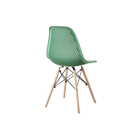 Set de 2 Sillas Aira, Color Verde Oliva, con Espaldar y Patas en Madera