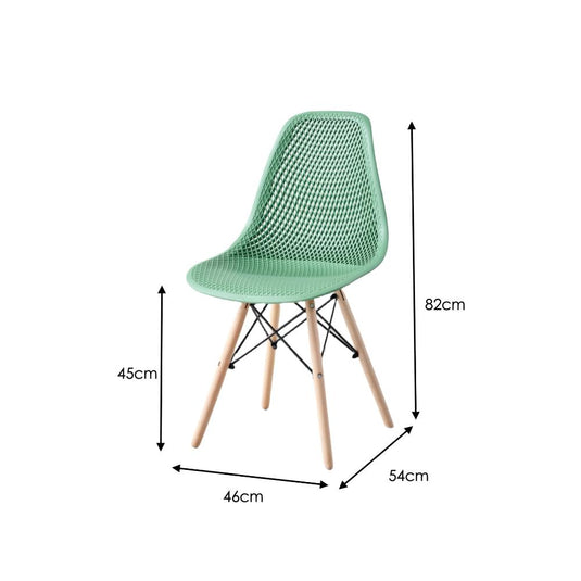 Set de 2 Sillas Aira, Color Verde Oliva, con Espaldar y Patas en Madera