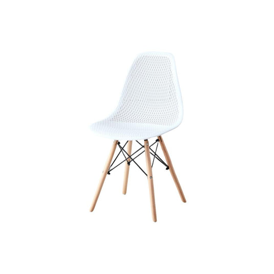 Silla Aira, Color Blanco, Con espaldar y patas en Madera X2