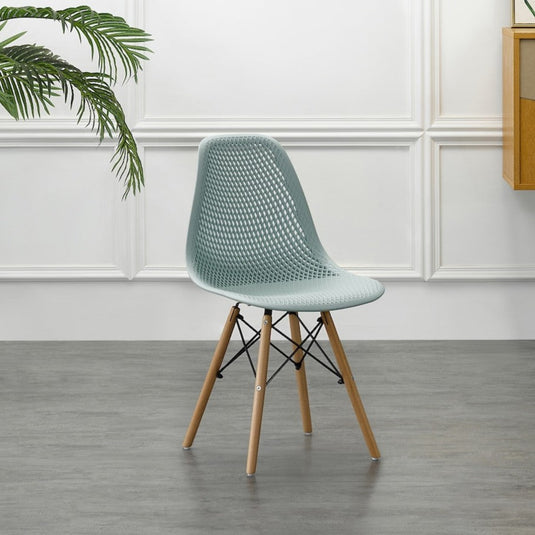 Silla Aira, Color Azul Claro, con Espaldar y Patas en Madera