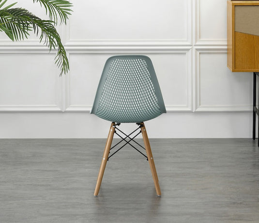 Silla Aira, Color Azul Claro, con Espaldar y Patas en Madera