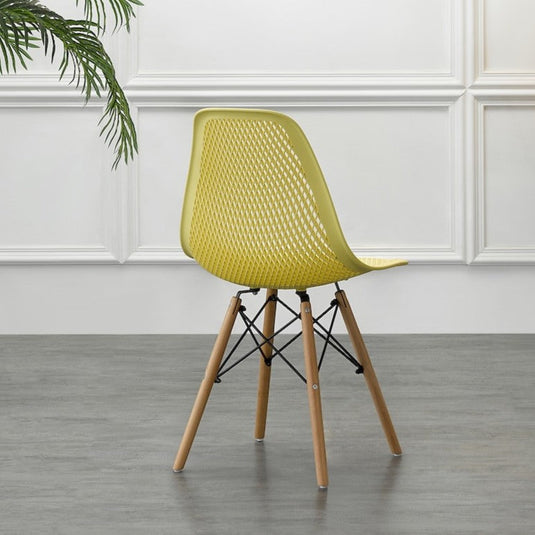 Silla Aira, Color Amarillo, con Espaldar y Patas en Madera