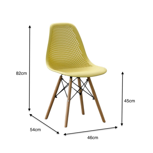 Set de 4 Sillas Aira, Color Amarillo, con Espaldar y Patas en Madera
