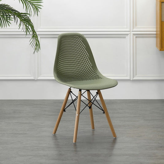 Silla Aira, Color Verde, con Espaldar y Patas en Madera