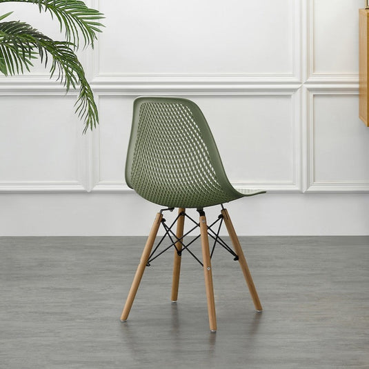 Silla Aira, Color Verde, con Espaldar y Patas en Madera