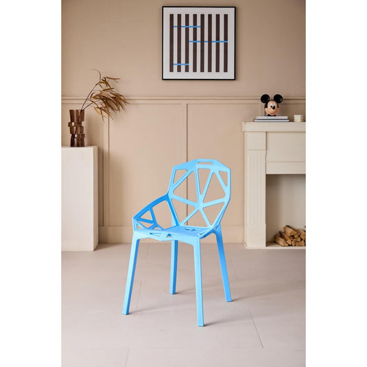 Set de 4 Sillas Roxy, Color Azul, con Espaldar y Diseño Moderno